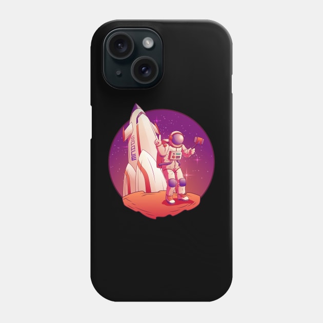 Astronaut Chilling on the Moon Phone Case by Pestach