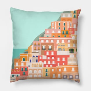 View over the Amalfi Coast, Positano, Italy Pillow