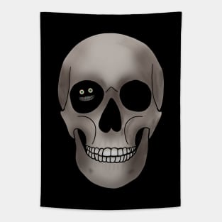 Even Happier On The Inside Skull Tapestry