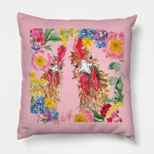 Flowers and Chickens Pillow