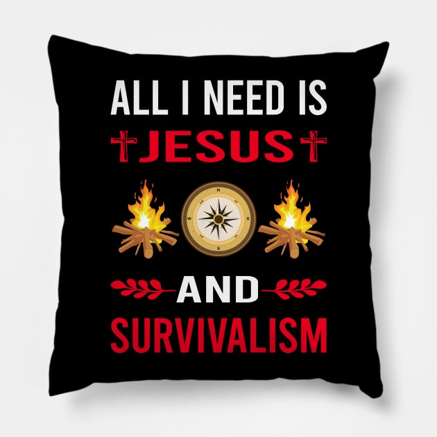 I Need Jesus And Survivalism Prepper Preppers Survival Pillow by Good Day