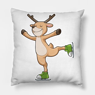 Deer at Ice skating with Ice skates Pillow