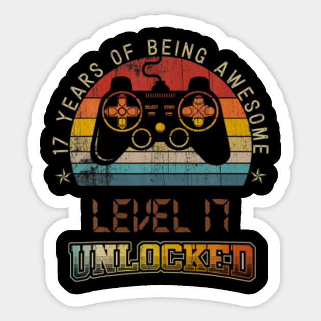 Vintage 17th Birthday 17 Year Old Birthday Boy Girl Kid Gamer Vintage 17th Birthday 17 Year Old Bday Sticker Teepublic