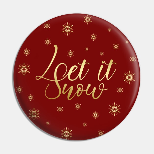 Elegant Gold Let it Snow Abstract Snowflakes Pin by Lastdrop