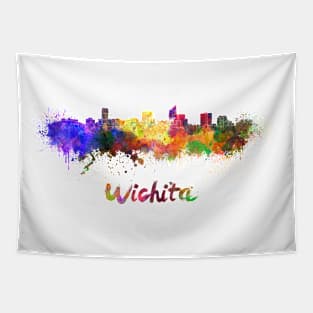 Wichita skyline in watercolor Tapestry