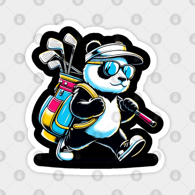 Golf Novelty Panda in Sunglasses Golfing Funny Golf Magnet by KsuAnn