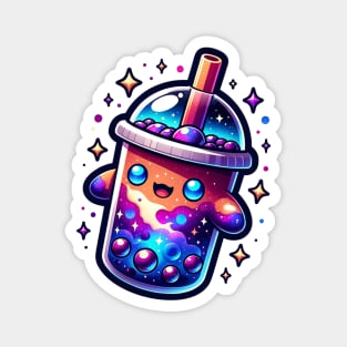 Galaxy Covered Cute Boba Tea Magnet