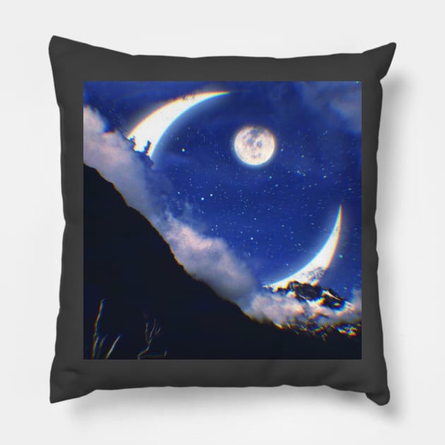 blue moon valley Pillow by lofi_retrowave