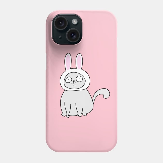 Funny Cat Bunny Ear Phone Case by themadesigns