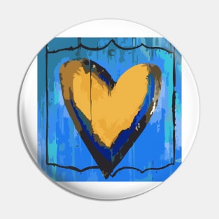 Artful Heart Blue & Gold Pin