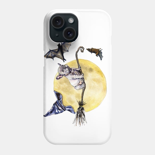 Halloween theme bulldog on a broomstick Phone Case by victoriazavyalova_art