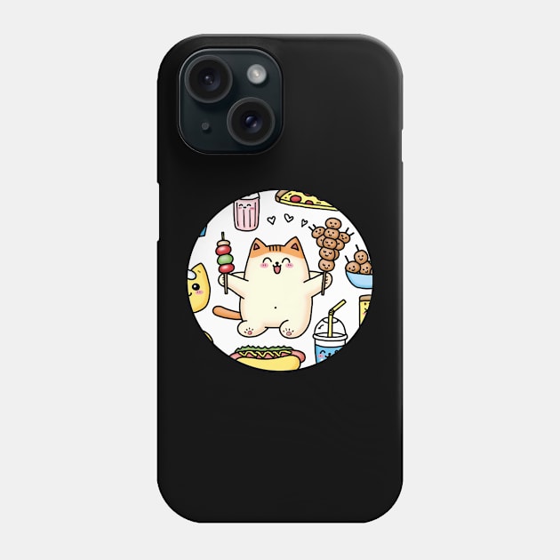 Funny Cat in Love with Fast Food Phone Case by dukito