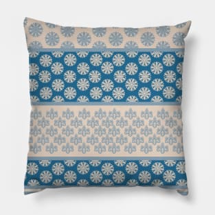 Japanese Geometric Classic Motif Patchwork Pattern Blue Pillow