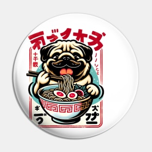 Cute Pug Eating Ramen Pin