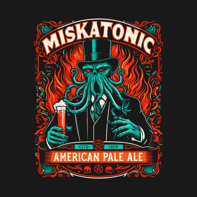 Miskatonic Ale - Cthulhu LoveCraft Beer - Vintage Gothic by QuirkyInk