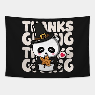 Cute Panda Happy Thanksgiving Tapestry