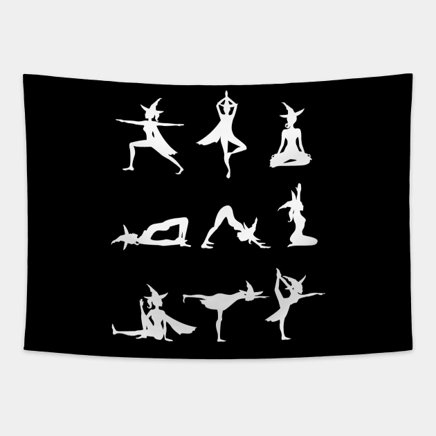 Halloween Witch Doing Yoga Tapestry by KsuAnn