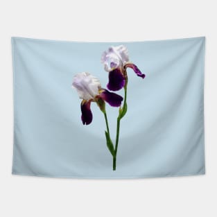 Twin Irises Maroon and White Tapestry