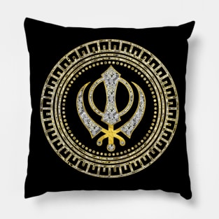 Decorative Khanda symbol with gemstones Pillow