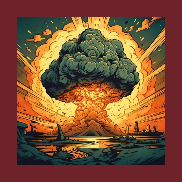 Colourful illustration of nuclear explosion by KOTYA