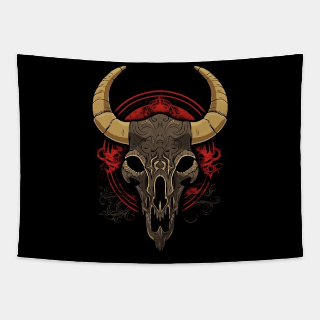 bull skull Tapestry by Pixy Official