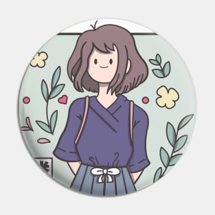 girl with flowers Pin