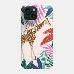 Giraffe and leopard in the jungle Phone Case