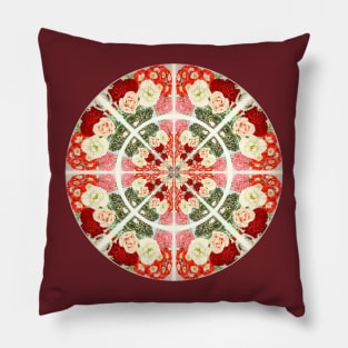 Vintage Red White and Pink Rose Abstract Pillow