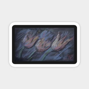 chalkboard moonlit tulips sketch Magnet