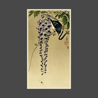 Flycatcher at wisteria, by Ohara Koson T-Shirt