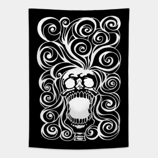 Screeching Skull With Bad Hair Day Tapestry