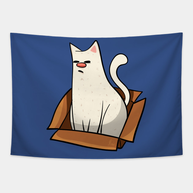 White Cat In A Box Design Cat In A Box Tapestry Teepublic Au