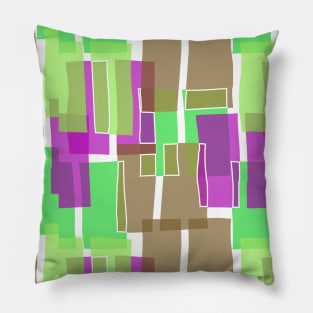 Colorful Olive Mid Century Modern 60s Style Geometric Cut Outs Pattern Pillow