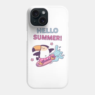 Hello Summer, Cute Toucan Surfing The Waves Phone Case