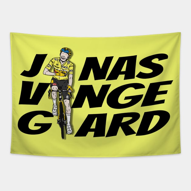 Jonas Vindegaard Champion Tour de France - Text Tapestry by p3p3ncil