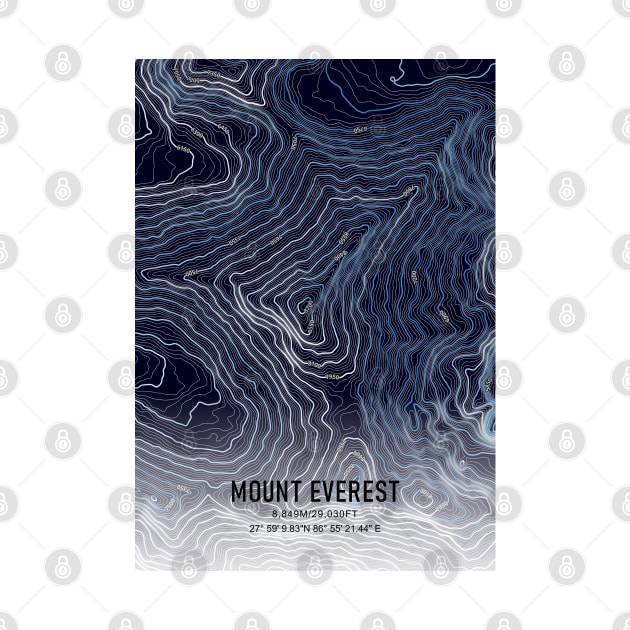 Mount Everest Topographic map blue and white by MapCarton