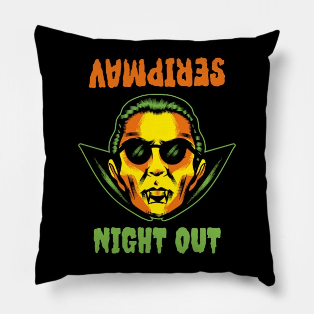 Vampires Night Out spooky Halloween design Pillow by PunManArmy