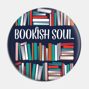 Bookish soul // oxford navy blue bookshelf background orange neon red white and flesh coral books Pin