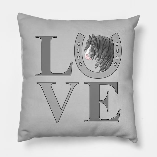 Dapple Gray Gypsy Vanner Draft Horse LOVE Pillow by csforest