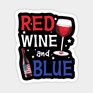 Red Wine And Blue Funny Drinking 4th Of July Magnet