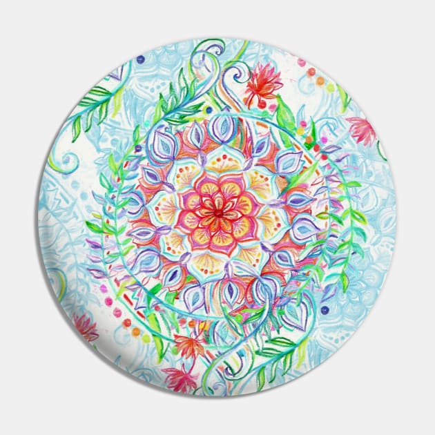 Messy Boho Floral in Rainbow Hues Pin by micklyn