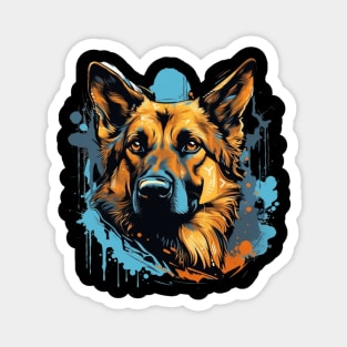 German Shepherd with a splash of color Magnet