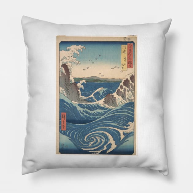 Hiroshige Whirlpool Pillow by Hellisotherppl