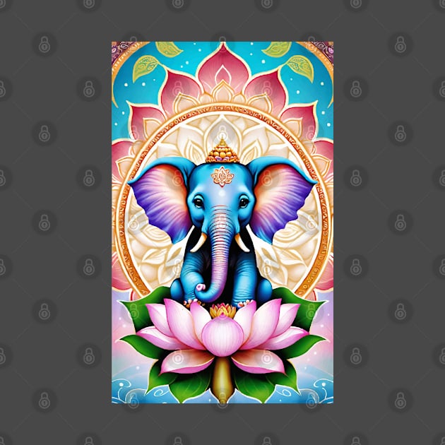 Baby Gannesha elephant on a lotus flower by mariasshop