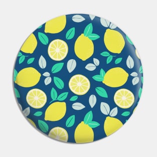 Summer Lemon Pattern in Navy Blue Pin