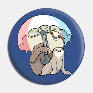 Trans Umbrella Sloth & Baby Pin