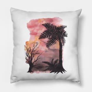 Palm trees and sunset Pillow