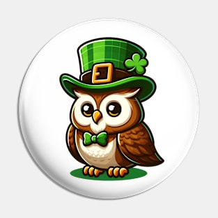 Lucky Owl - St Patrick's Day Owl With Hat - Cute Owl Saint Patrick's Day Pin