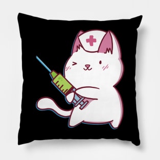 Awesome Cute Kawaii Cat Nurse Gift For Nurse Student and Cat Lover Pillow