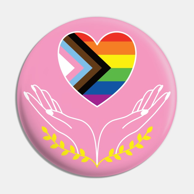 Progress Pride Flag Heart Pin by superdupertees